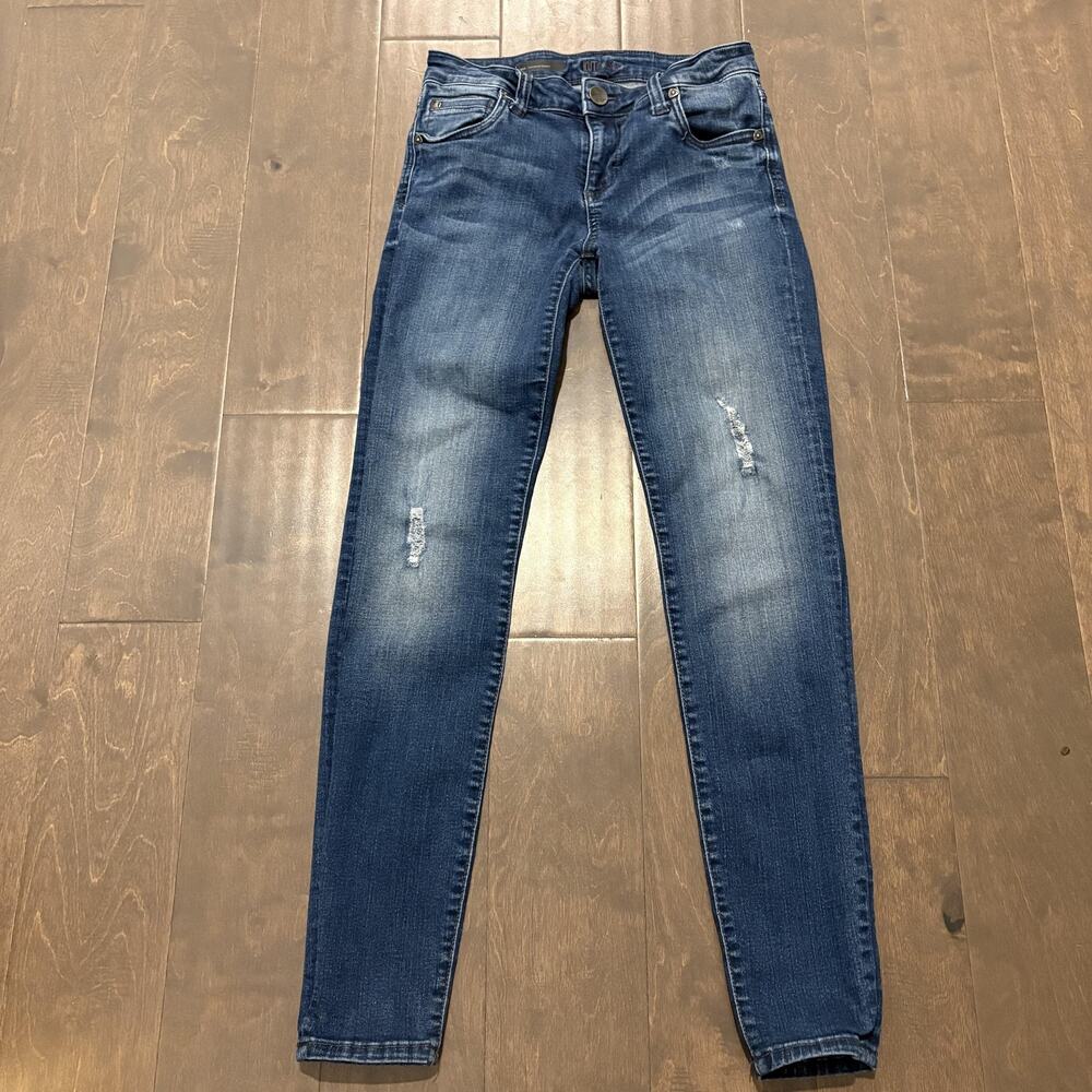 Kut From The Kloth Jeans Womens 0 Blue Mia Toothpick Skinny Distressed Denim‎